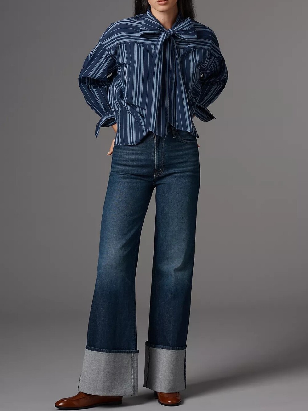 NWT MOTHER Hustler Roller Sneak High-Rise Wide-Leg Jeans